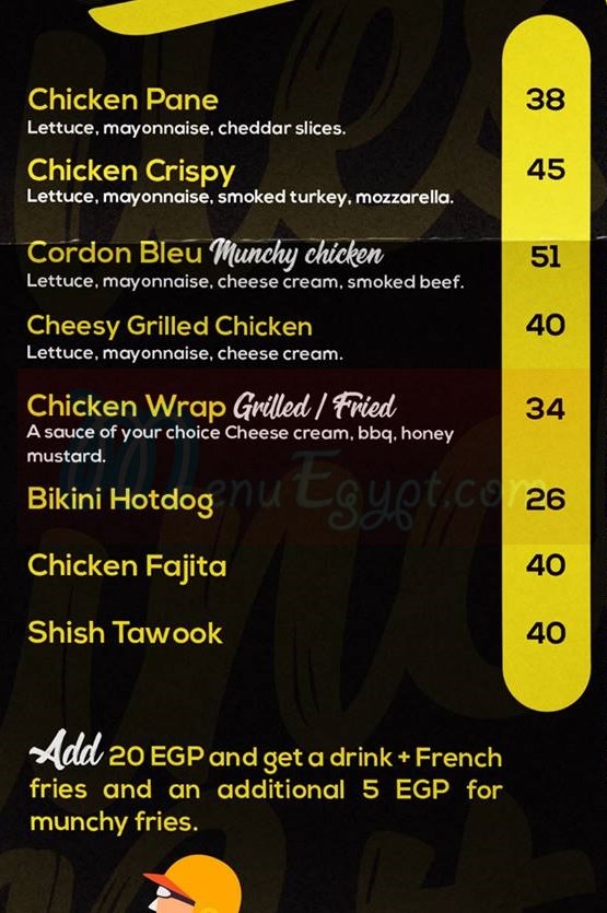 Munchy Bites menu